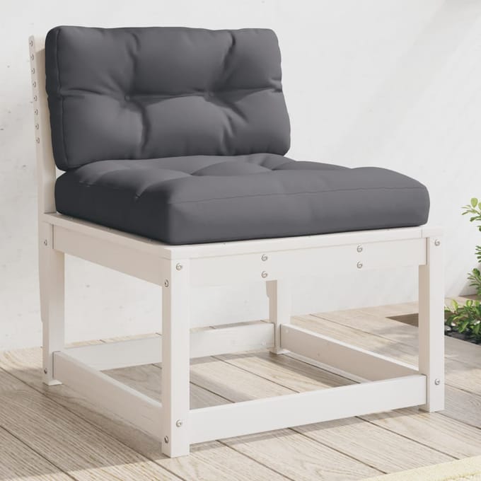 vidaXL - Tuinbanken - met - kussens - 2 - st - massief - grenenhout - wit
