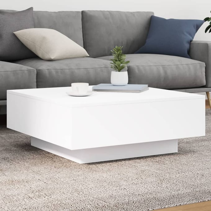 vidaXL - Salontafel - met - LED-verlichting - 80x80x31 - cm - wit