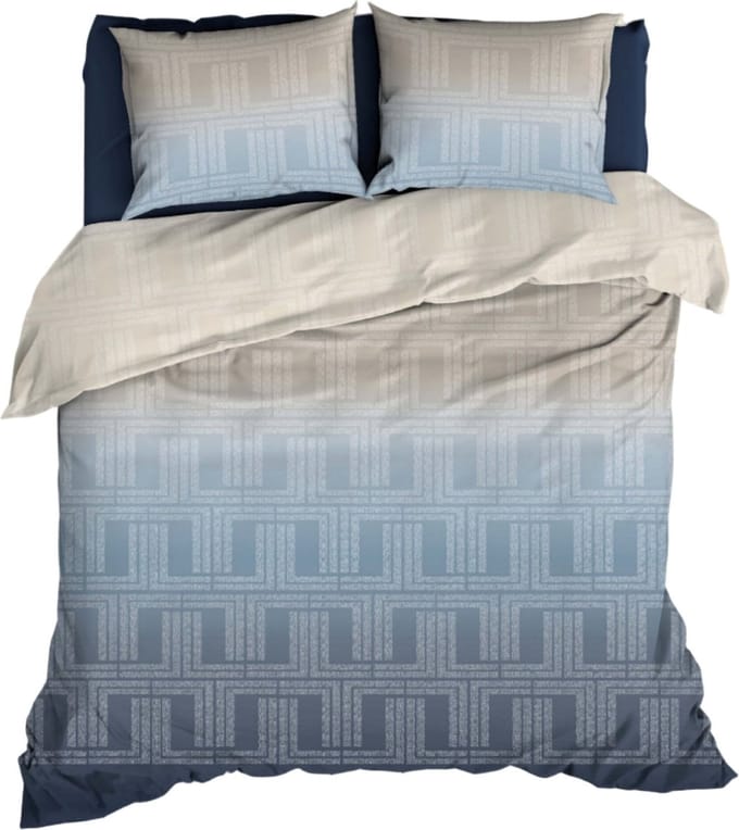 Satin d'Or Albenga Dekbedovertrek - Extra breed - 260x200/240 cm - Blauw/Beige