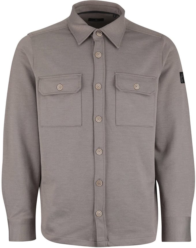Taupe Overshirt Casa Moda twill structuur en knoopsluiting