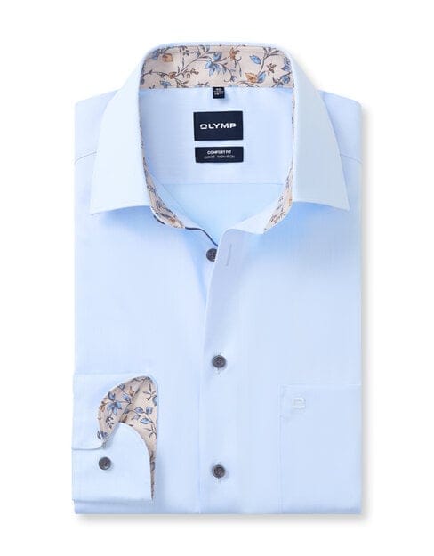 OLYMP Luxor Overhemd, Comfort Fit, New Kent, Hemelsblauw