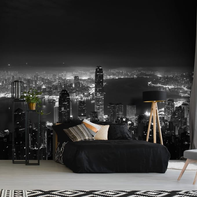 Fotobehang - Stad - Nacht - Lichten - Vliesbehang - (368 x 254 cm)