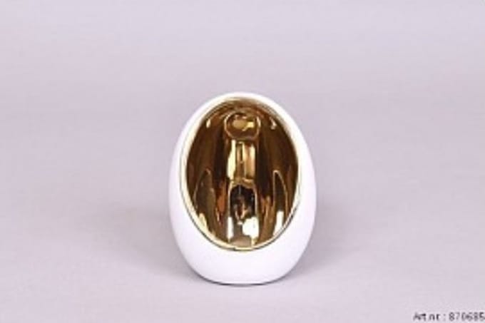 Egg theelicht wit/goud 10x13 cm