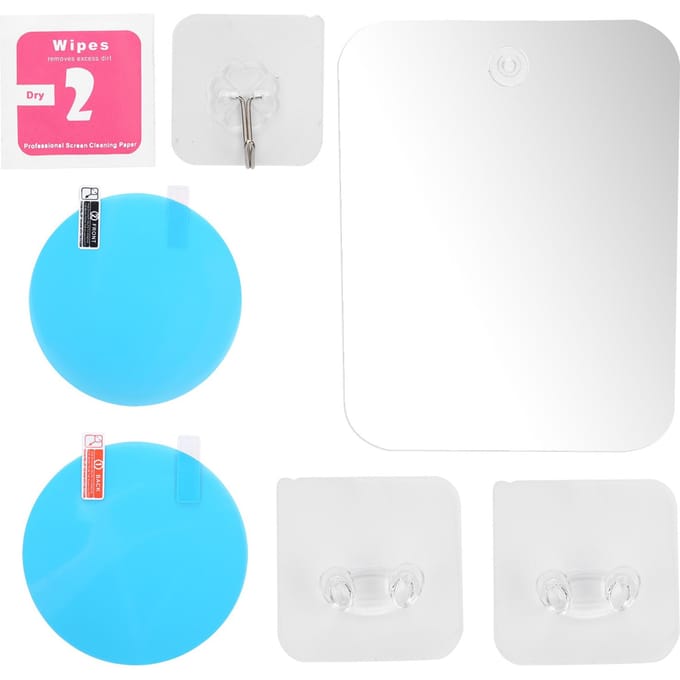 Miroir de douche antibuée, miroir de rasage mural pour salle de bain avec crochet à ventouse white