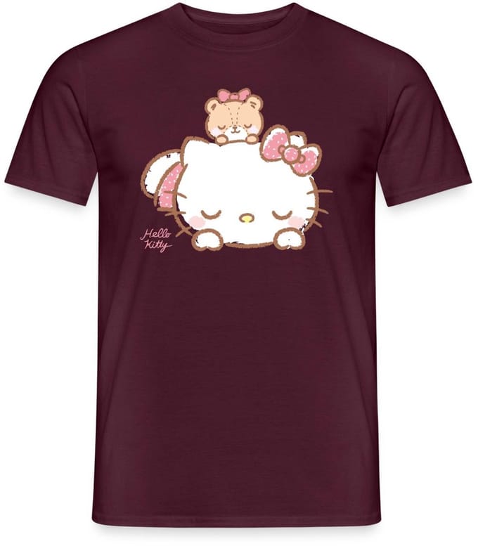 Hello Kitty Met Teddy Op Haar Rug T-Shirt Heren