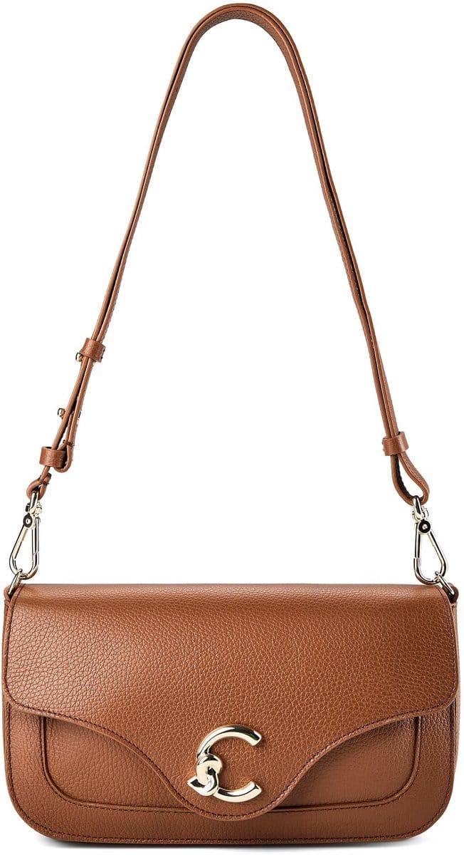 COCCINELLE Leren schoudertas C-Me Handbag Grainy Leather Cognac bruine