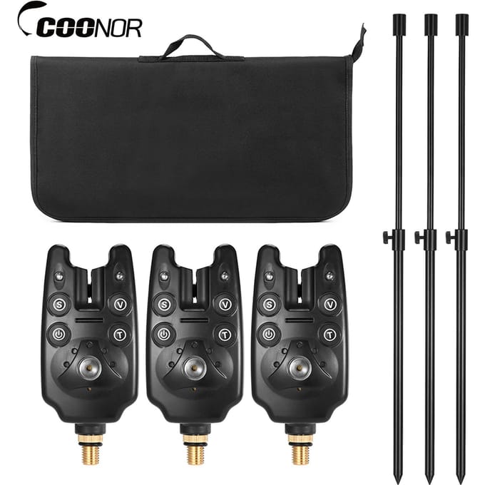 Alarmes de morsure de pêche, bâtons de pêche, ensemble échangiste avec sac à outils de pêche rembourré set 1 black
