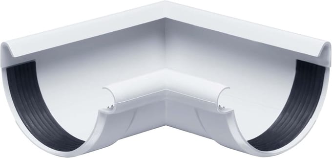 Goothoek Halfrond 90 Graden voor Dakgootsystemen – 125mm Wit