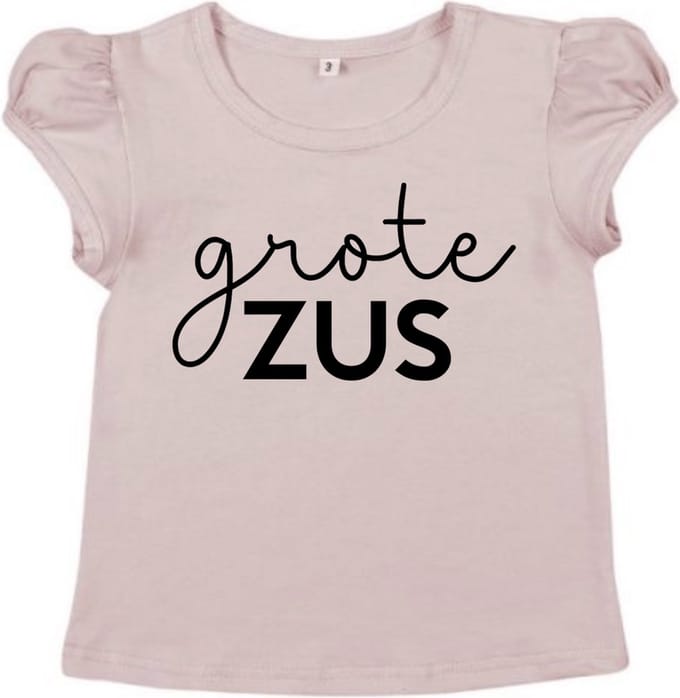 Strijkapplicatie Grote Zus - Zwart - 16.5 x 9.5 cm