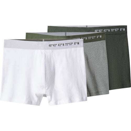 ESMARA MEN Set van 3 heren boxers (Groen/wit, S)
