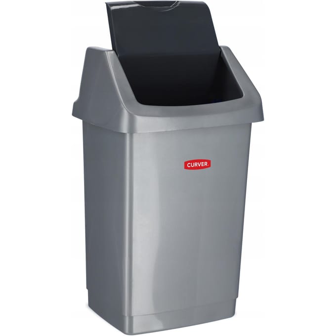 Curver Click-It multifunctionele afvalemmer, mand van kunststof, zilver, 50 liter