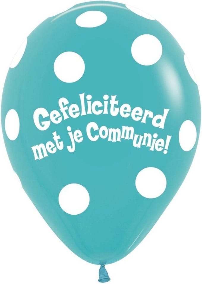 Ballonnen Communie Polka Dots Caribbean Blue 30cm 50st SEMPERTEX