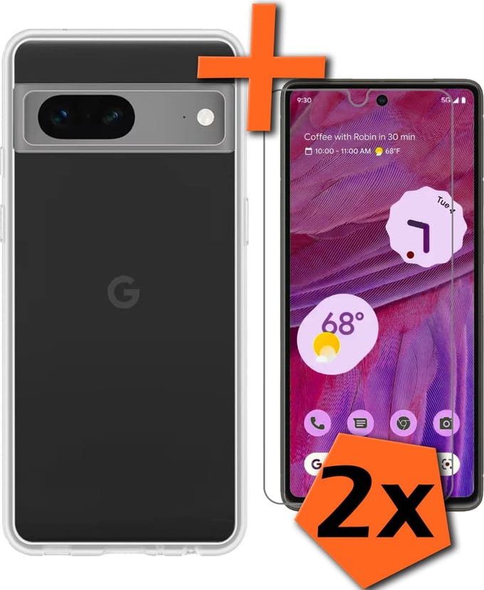 Hoes - Met 2x Screenprotector - Geschikt voor Google Pixel 7 - Sterk & Shockproof - Back Cover - Siliconen Case - Telefoon Hoes - Transparant