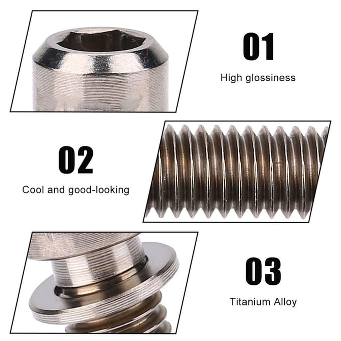 4 stuks M6x18mm Fiets Schijfrem Klembout Vaste Schroef met Pakking (Titanium) gray