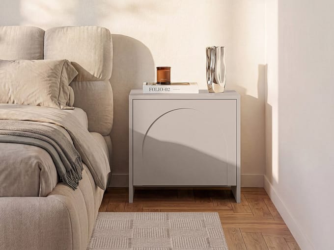 Vente-unique Set van 2 nachtkastjes met 1 deur - Beige - NALYRA van Maison Céphy