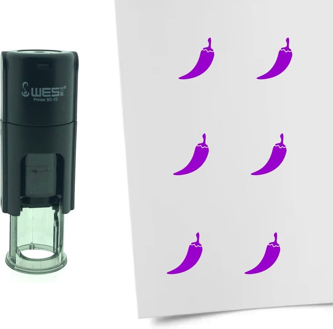 CombiCraft Stempel Chili Peper 10mm rond - Paarse inkt