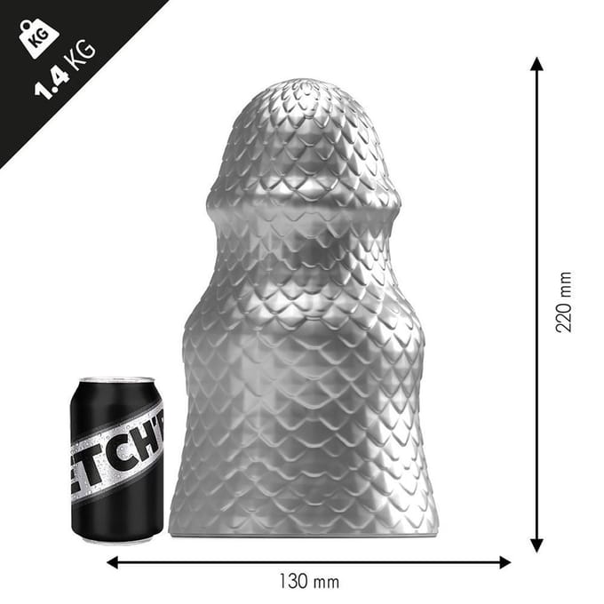 Stretch'r - Scaly - XXL Buttplug - Gun Metal Zilver L
