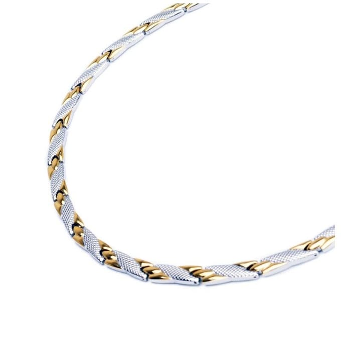 Germanium Element Sieraden Contrast Magneet Titanium Staal Lange ketting Herenketting white
