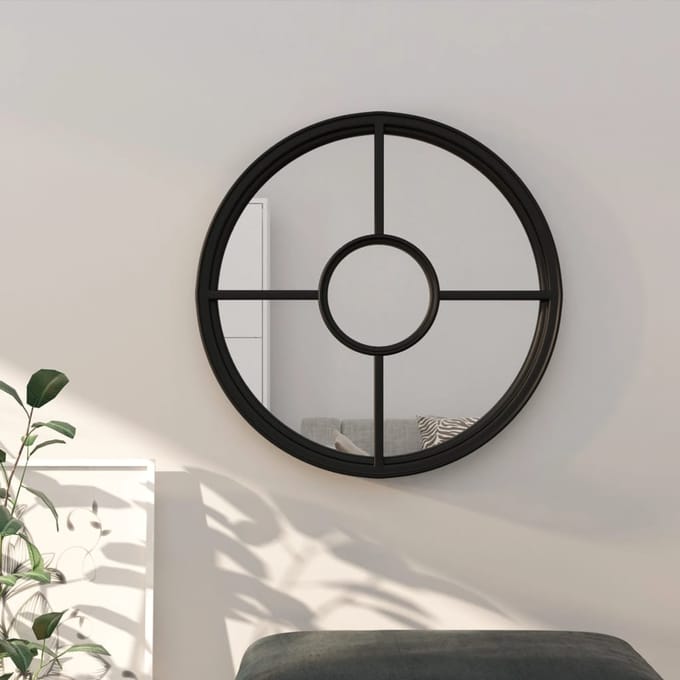 vidaXL - Spiegel - rond - 60x4 - cm - ijzer - zwart