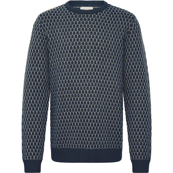Blend Sweater Boogjes Motief Donkerblauw - Maat L