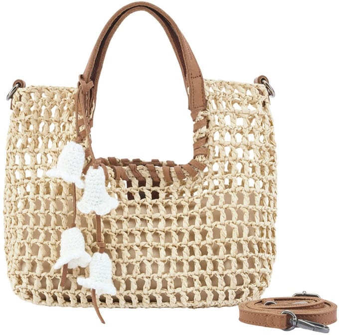 FREDsBRUDER Sun Carrier Square - Winkeltas (natural straw & desert brown)