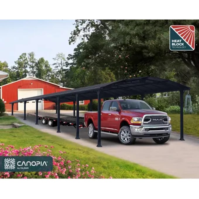 Palram |canopia - Carport Arcadia - Enkel - Donkergrijs/brons - 1290x360cm