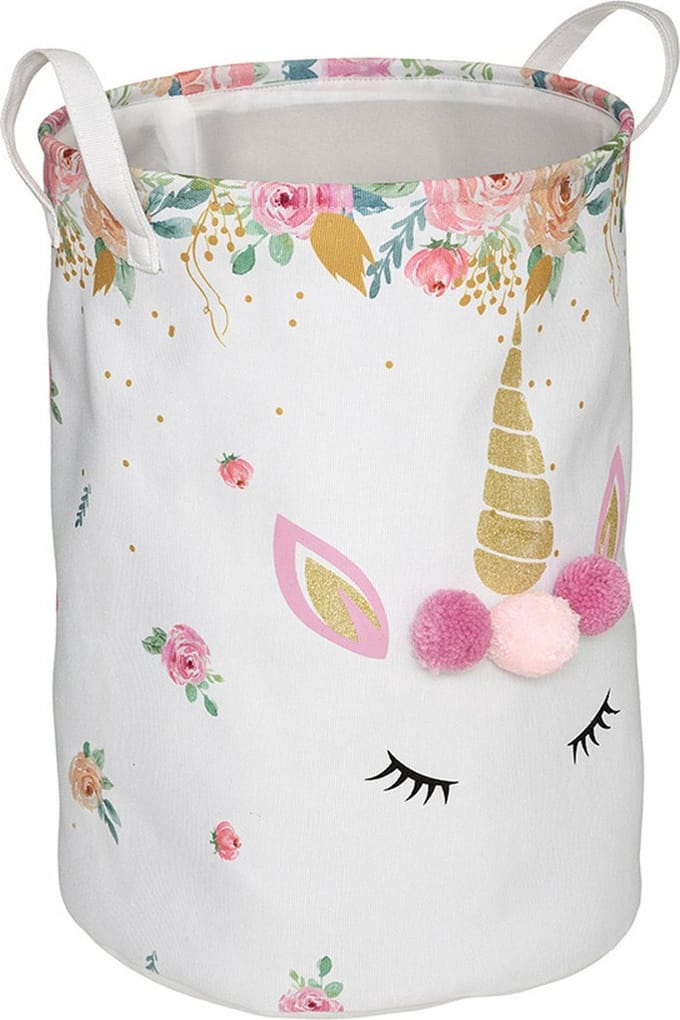 Atmosphera Opbergmand unicorn - groot - polyester - kinderkamer - D35 x H50 cm