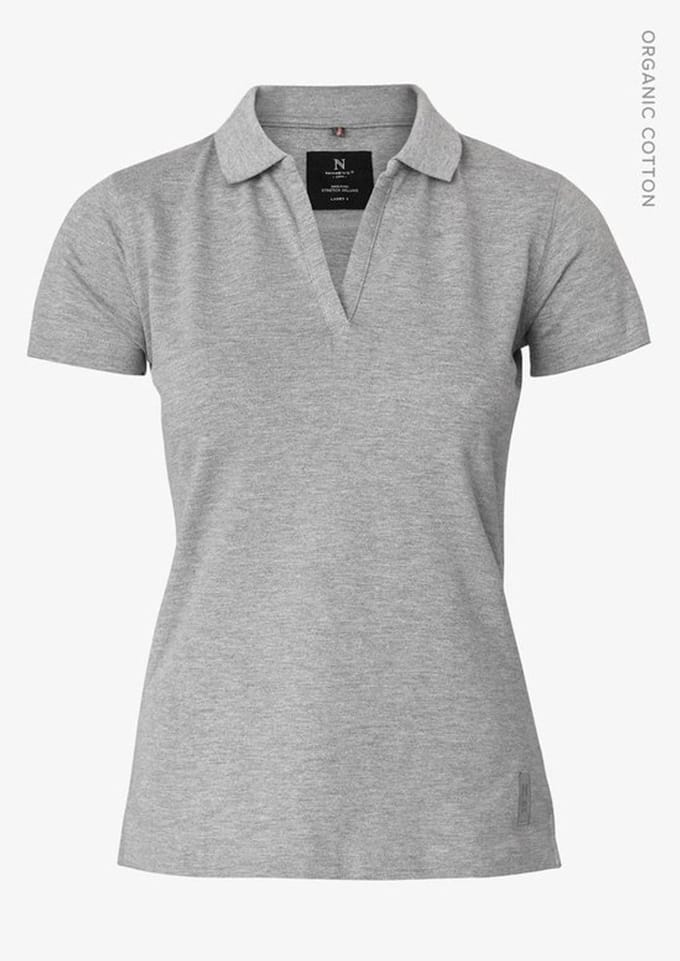 Harvard V-Neck Women - Grey Melange Stretch deluxe polo | Maat S