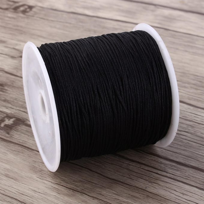 100M x 0.8mm Nylon Chinese Knoop Koord Rattail Macrame Shamballa Draad String Zwart black