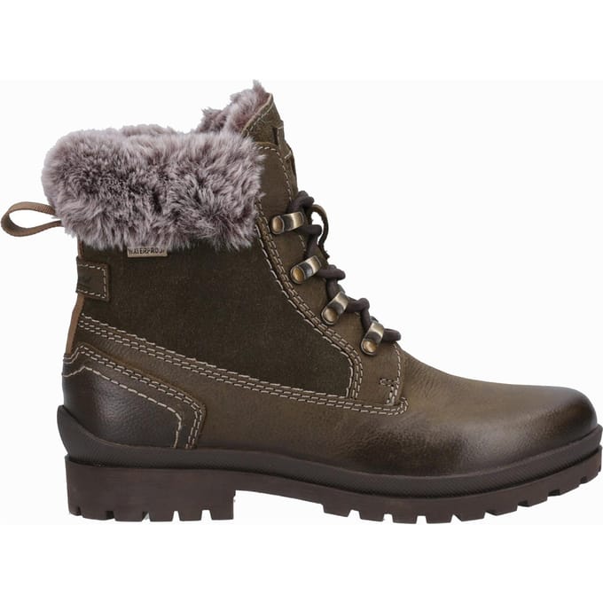 Cotswold Evenlode Leren Dames Khaki Winter Enkellaarzen