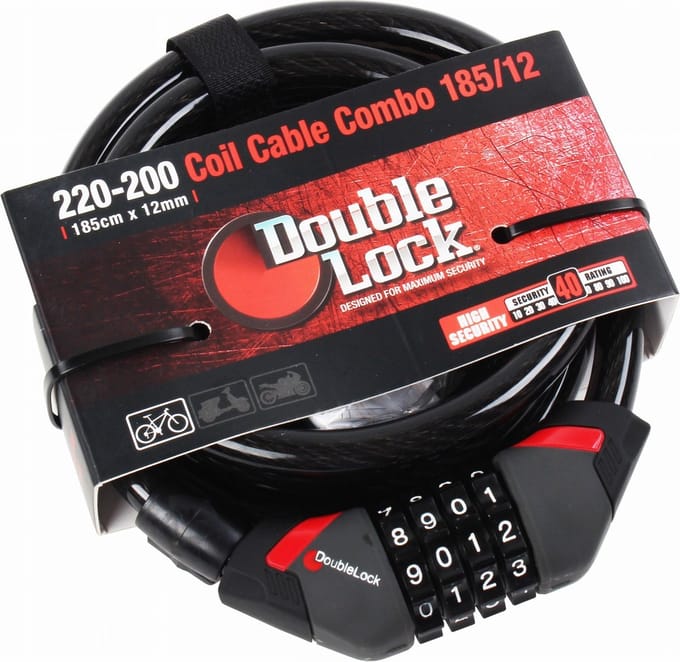 DoubleLock Kabelslot Coil Cable Combo 240 CM  - 12 MM  met cijfercode