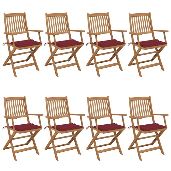 vidaXL - Inklapbare - stoelen - 8 - st - met - kussens - massief - acaciahout