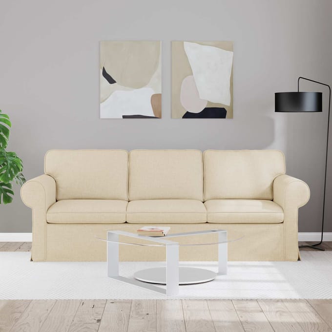 vidaXL - Bank - Crème - 215 - x - 82 - x - 80 - cm - Stof