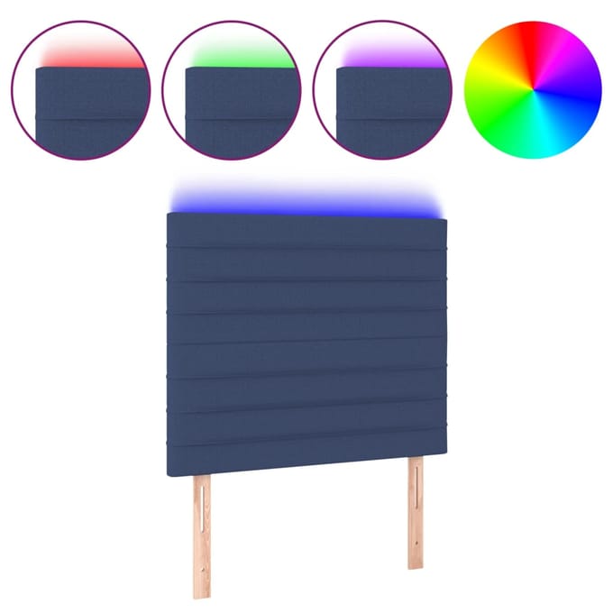 vidaXL - Hoofdbord - LED - 90x5x118/128 - cm - stof - blauw