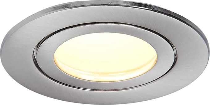 Thuys – Set Van 6 – Led Inbouwspots Geborsteld – Chroom Rond Plat 5 Watt Dimbaar – Warm Wit 3000 K 230 V IP44