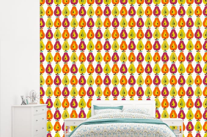 Behang - Fotobehang Retro - Design - Peer - Fruit - Breedte 315 cm x hoogte 260 cm