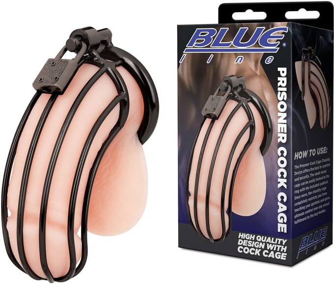 Blueline - Prisoner Cock Cage Kuisheidskooi - Zwart