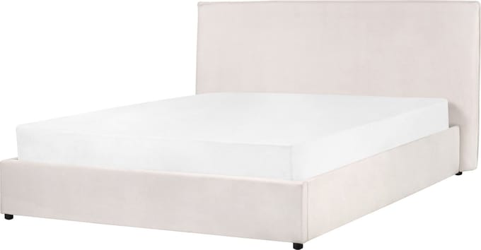 LAVAUR - Bed met opbergruimte - Gebroken wit - 160 x 200 cm - Fluweel