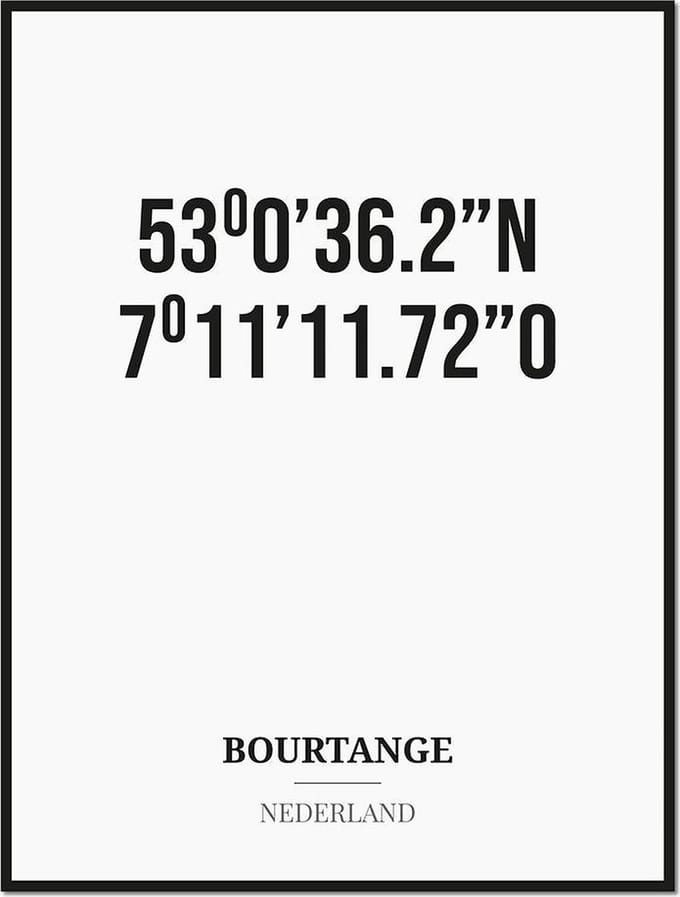 Poster/kaart BOURTANGE met coördinaten