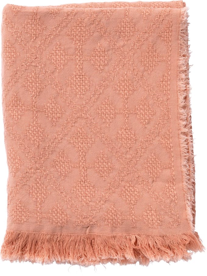 Dutch Decor - BELLE - plaid 130x180 cm - 100% katoen - geweven patroon - Muted Clay - roze
