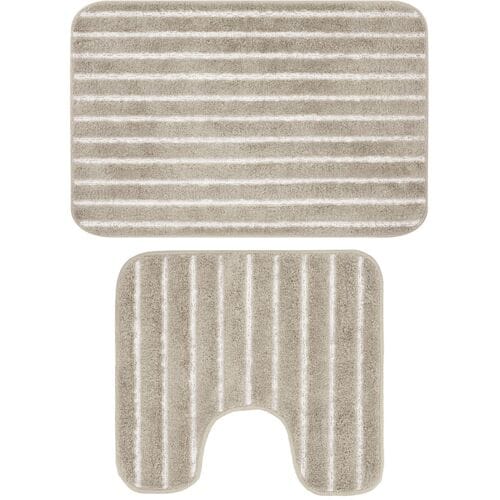 LIVARNO Badmat en toiletmat, 2-delig (Met uitsnede, Beige)