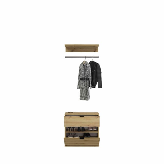 Furnilux Garderobe-element projektxschoenenkast eik ladekast + kledingroede