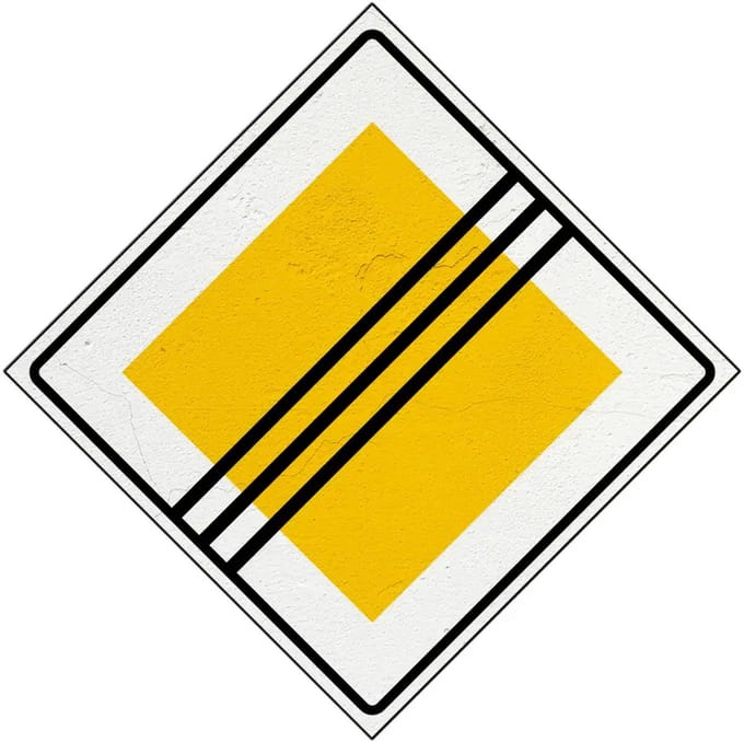 Einde voorrangsweg bord - B2 | Sign Again materiaal | 40 x 40 cm