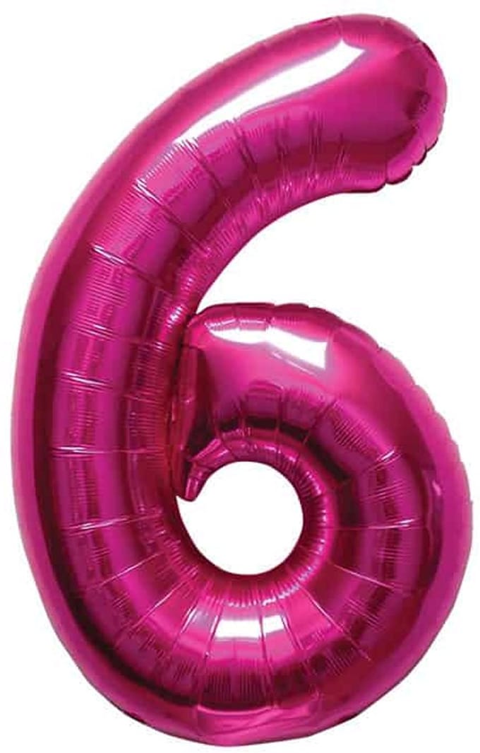 Folat - Folieballon Cijfer 6 Magenta - 86 cm