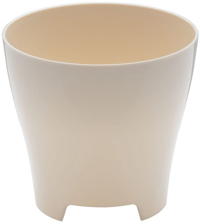 Plastia Luna Buitenpot – Ø 22 cm – Beige – Licht & Weerbestendig