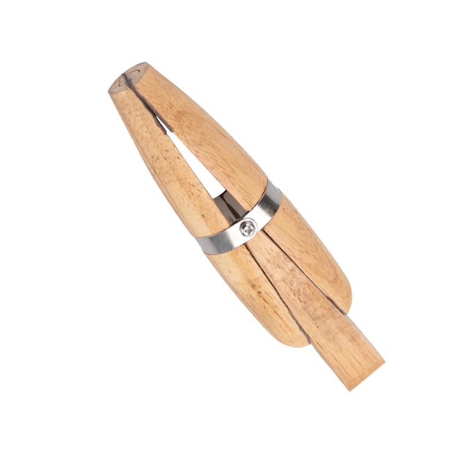 Houten ringklem, juweliershouder, sieradenmakerij, professioneel handgereedschap beige