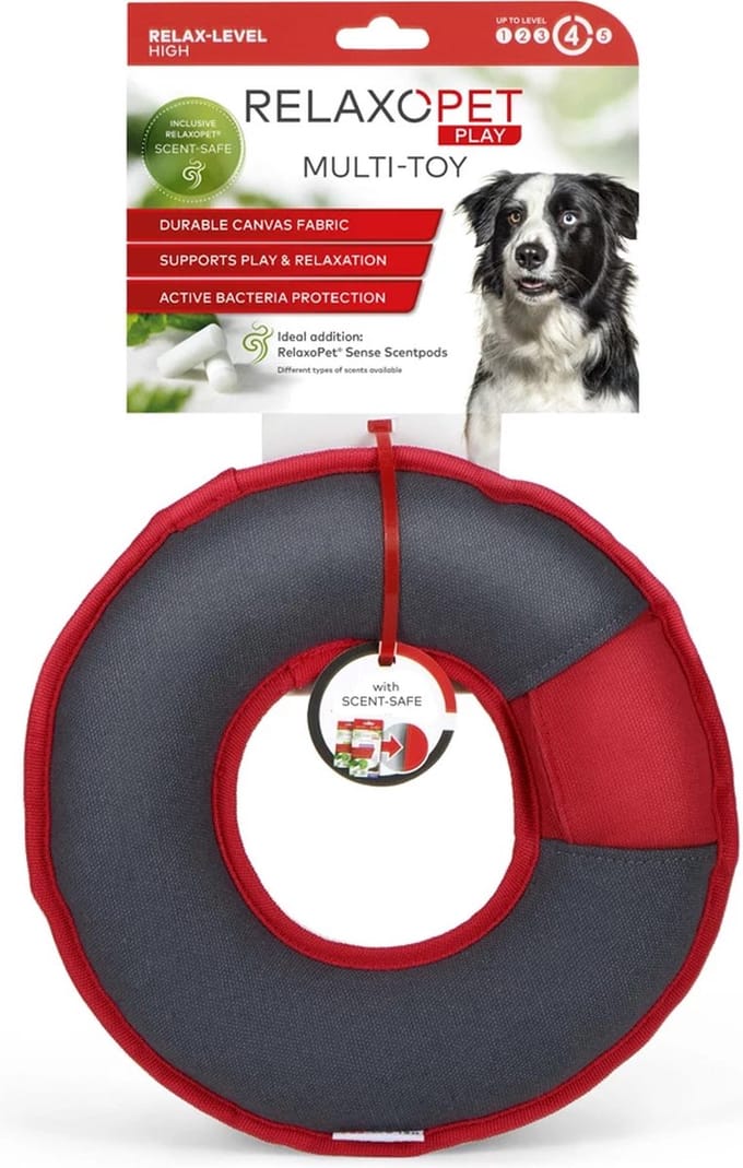RelaxoPet Play Multi-Ring - Honden Speelgoed - Apporteerspeelgoed - Met RelaxoPet Fragrance Safe - Speelring