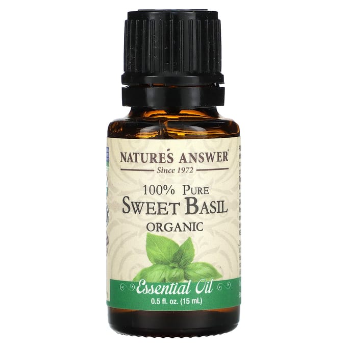 Nature'S Answer, 100% Pure Organic Essential Oil, Sweet Basil, 15 Ml (0.5 Fl Oz)