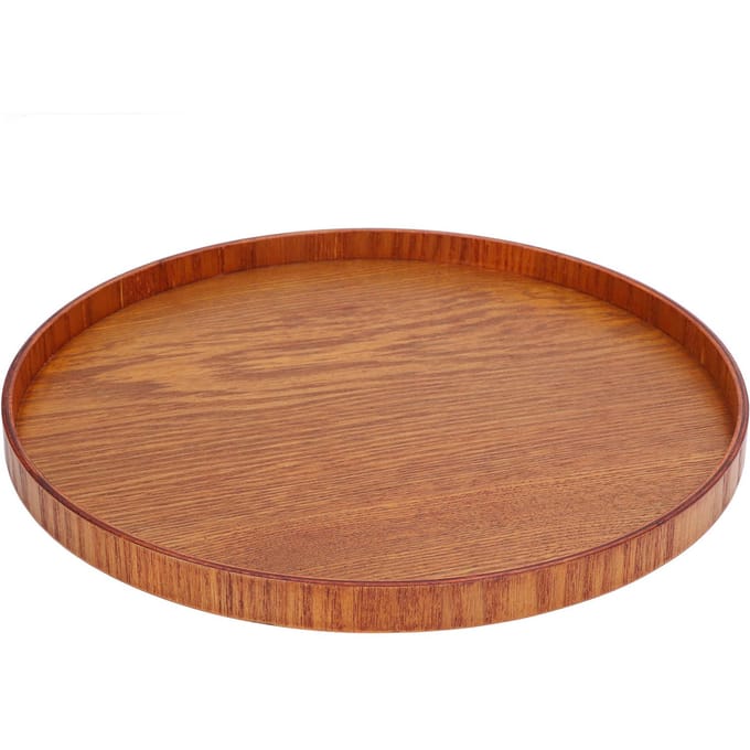 Houten Serveerblad Rond Duurzaam Eenvoudig Elegante Stijl Brede Toepassing Glanzend Oppervlak Stabiel 21cm brown