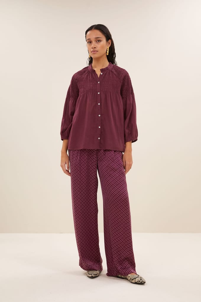 By-Bar Lilly Blouse Pecan Größe: M | Longsleeves Outlet | Damen